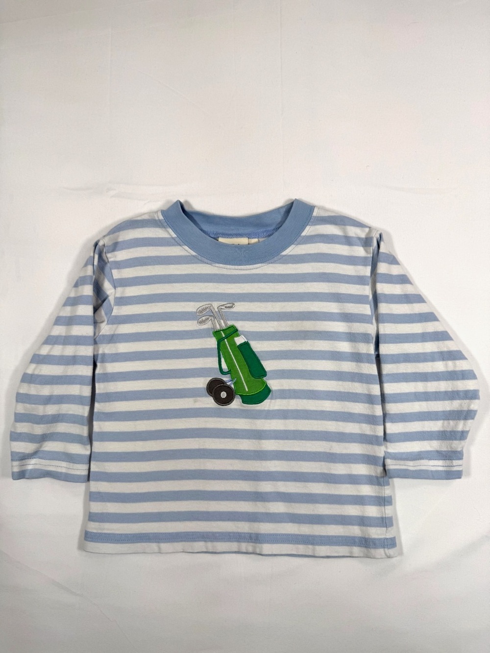 LUIGI KIDS Golf Clubs Embroidered Striped Long Sleeve T-Shirt Blue White Boys 2T
